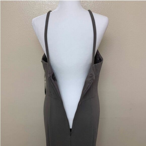 Vera Wang Lavender Trumpet Fitted Gown Quiet Luxury Academia Sz 14 Ash Gray - Picture 4 of 6